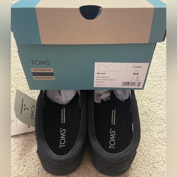 Men’s Alp Fwd All Black Recycled Cotton Canvas Tom’s - Picture 2 of 5